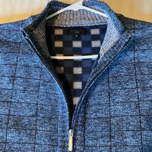 Gioberti Navy Blue Window Pane Pattern Full Zip Sweater MD